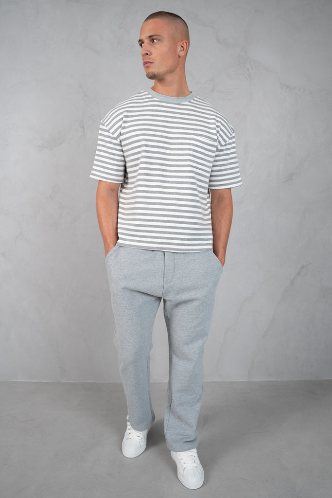 Boxy Stripe Pocket T-Shirt - Grey