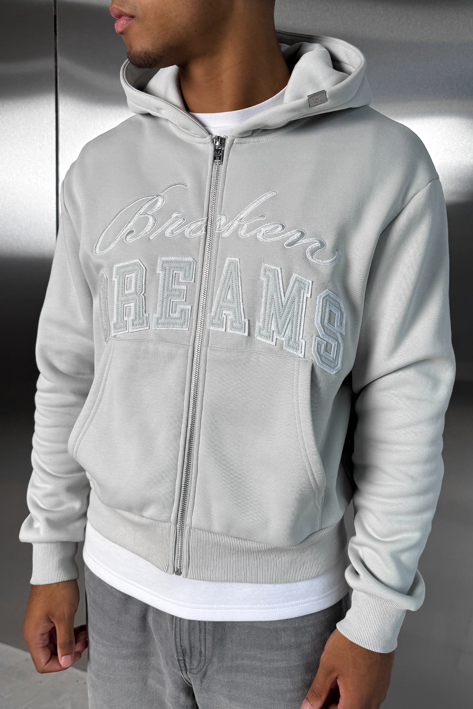 Broken Dreams Boxy Double Zip Hoody - Grey – JK Attire