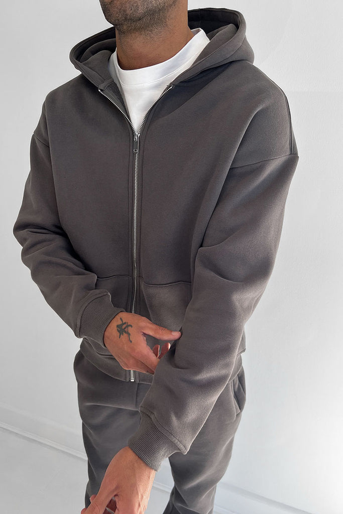 Essential Zip-Up Hoodie - Charcoal