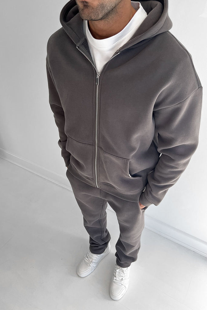 Essential Zip-Up Hoodie - Charcoal