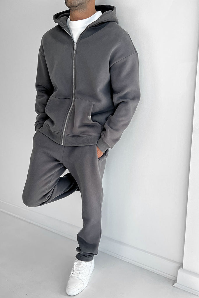 Essential Zip-Up Hoodie - Charcoal