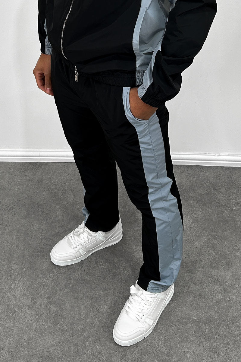 Nylon Track Pants  - Black/Pale Blue