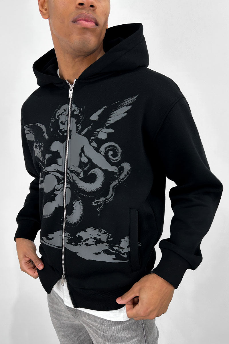 Cherub Double Zip Hoodie - Black