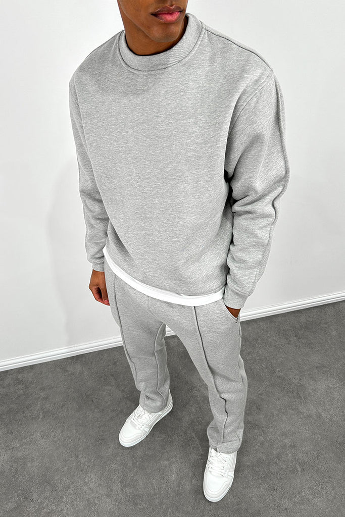 Relaxed Pintuck Joggers - Grey Marl