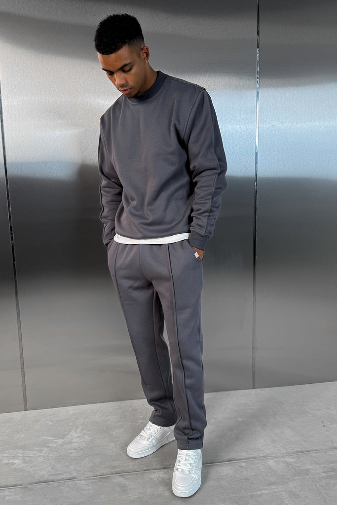 Relaxed Pintuck Joggers - Charcoal
