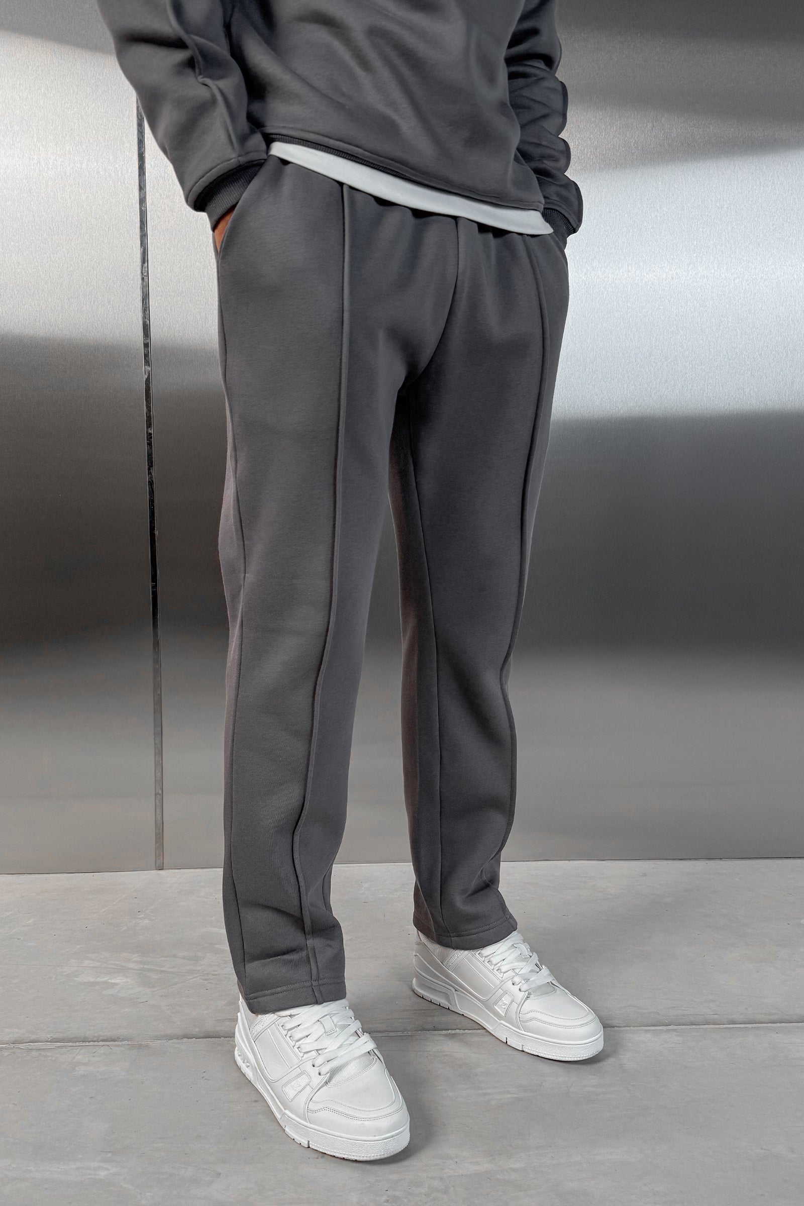 Relaxed Pintuck Joggers - Charcoal