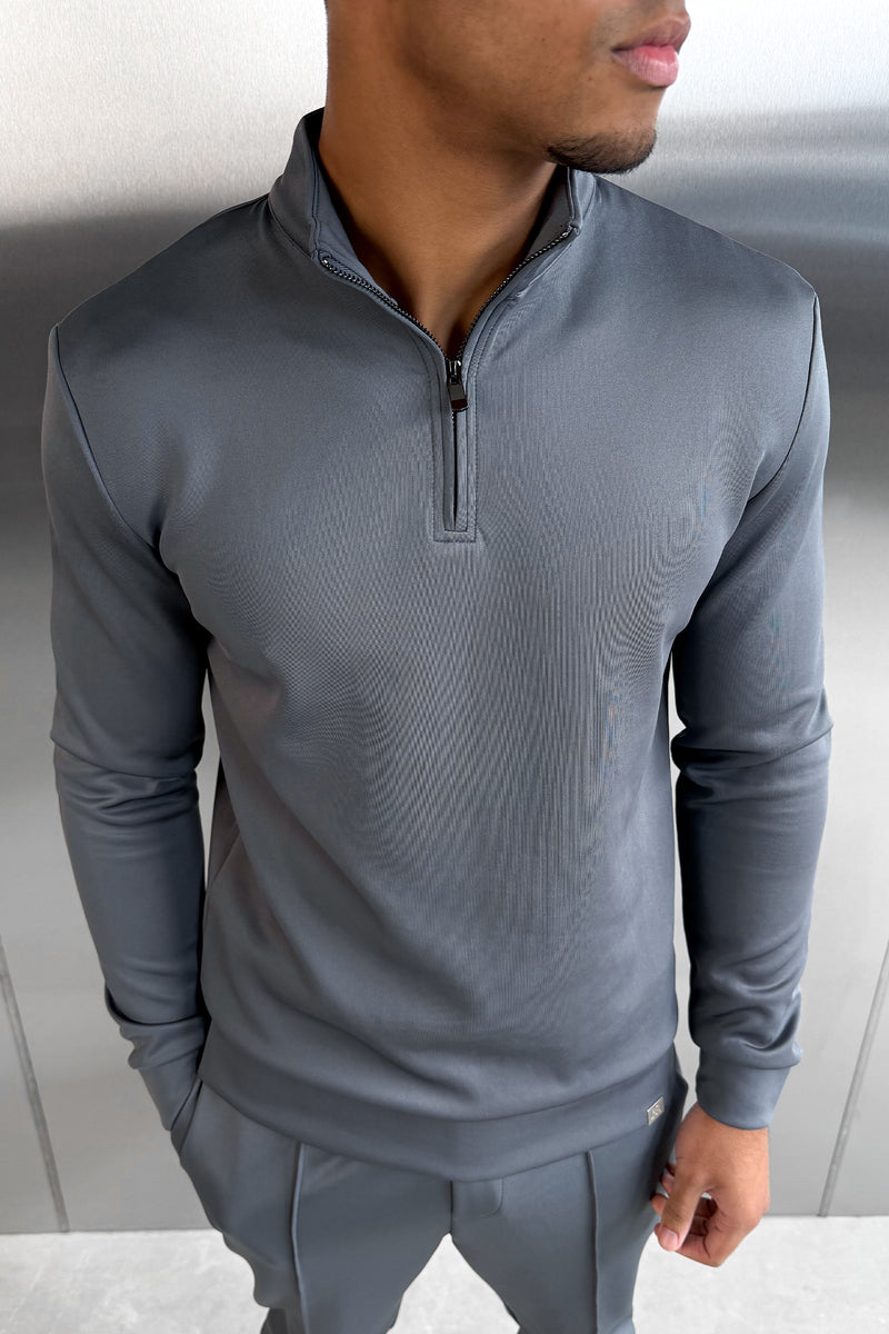 Scuba Quarter Zip Jumper - Charcoal