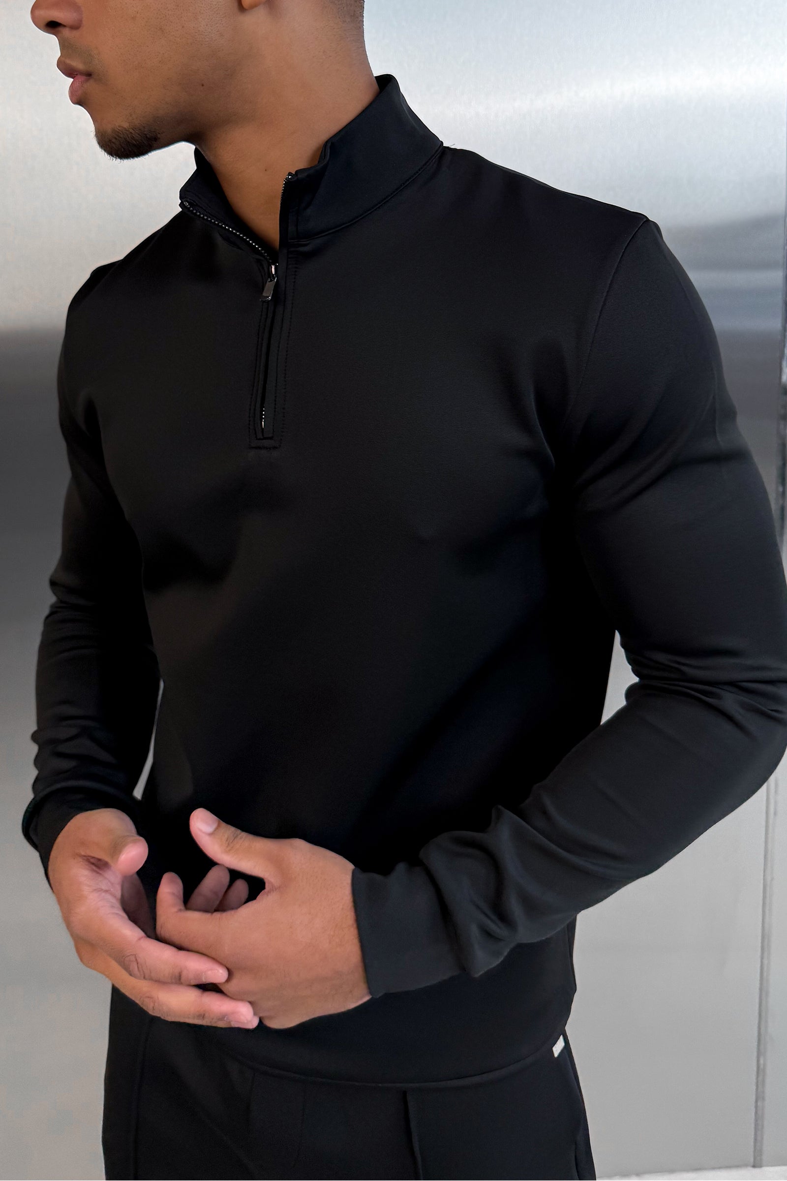 Scuba Quarter Zip Jumper - Black