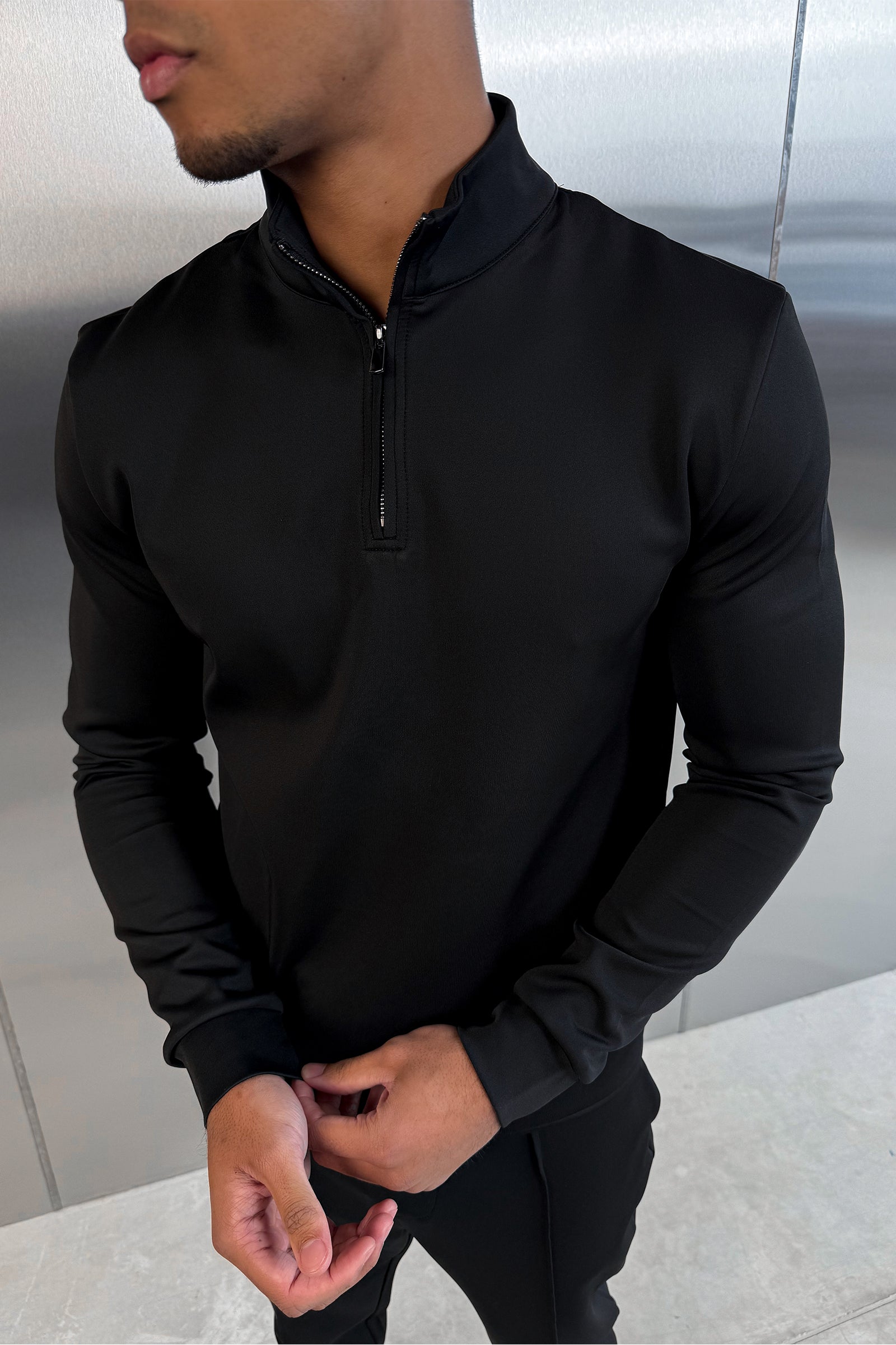 Scuba Quarter Zip Jumper - Black