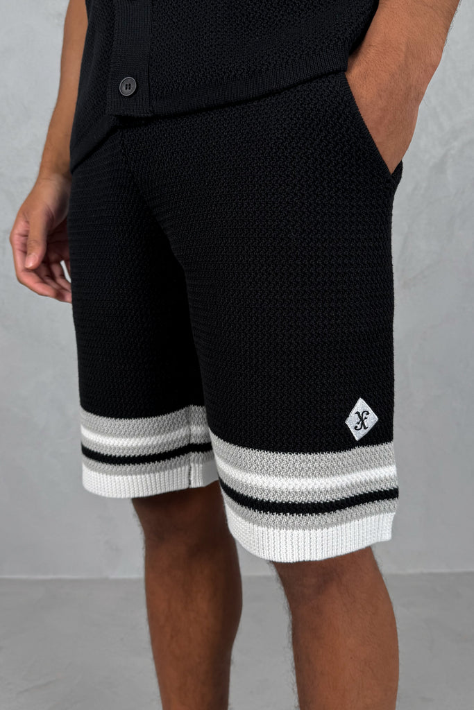 Colour Block Boxy Knit Shirt - Black/White