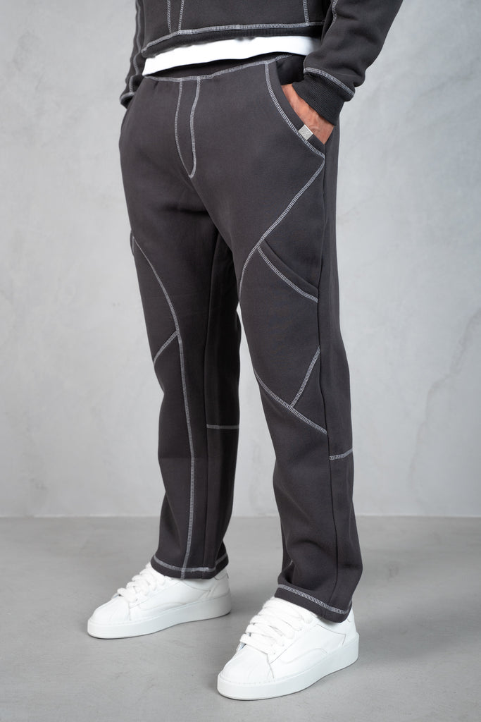 Contrast Stitch Straight Leg Jogger - Charcoal
