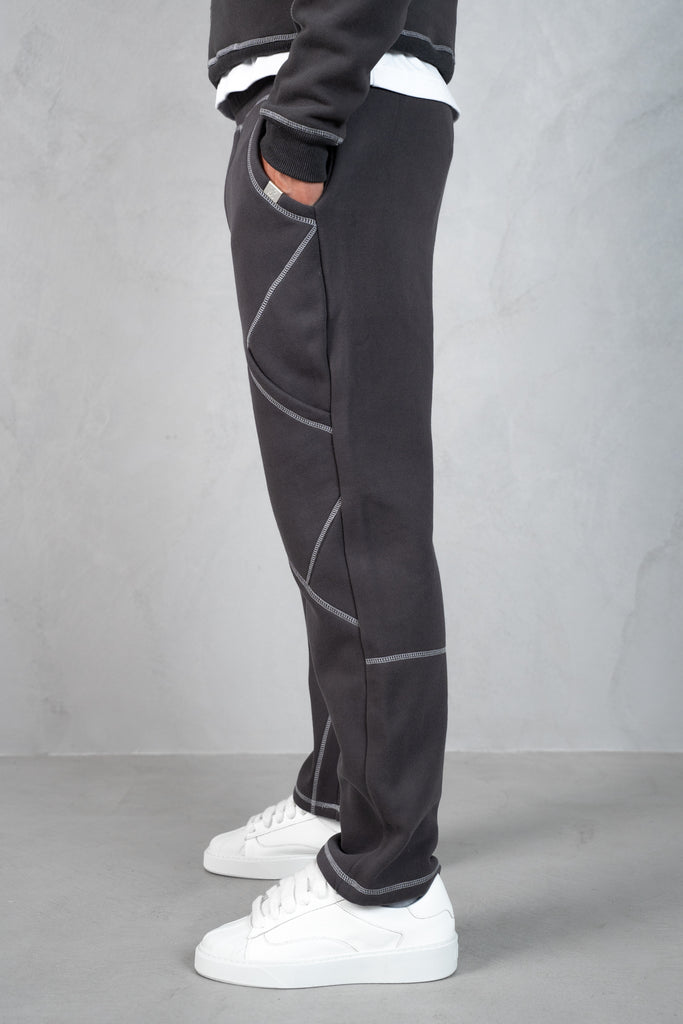 Contrast Stitch Straight Leg Jogger - Charcoal
