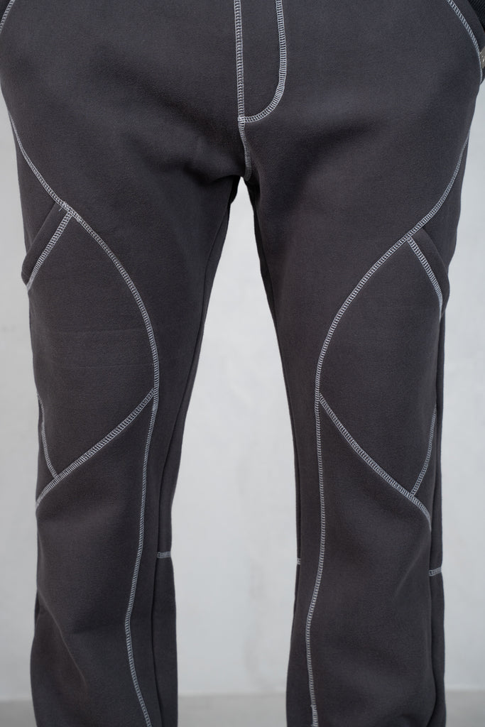 Contrast Stitch Straight Leg Jogger - Charcoal