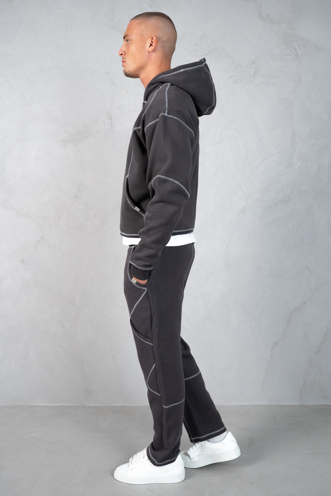 Contrast Stitch Straight Leg Jogger - Charcoal