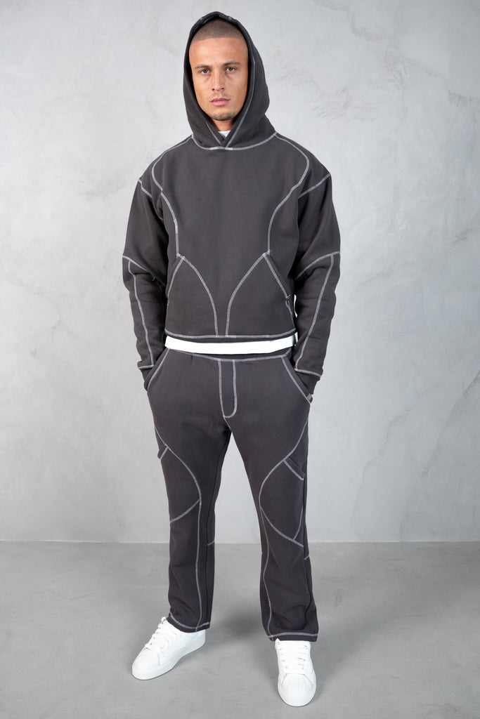 Contrast Stitch Straight Leg Jogger - Charcoal