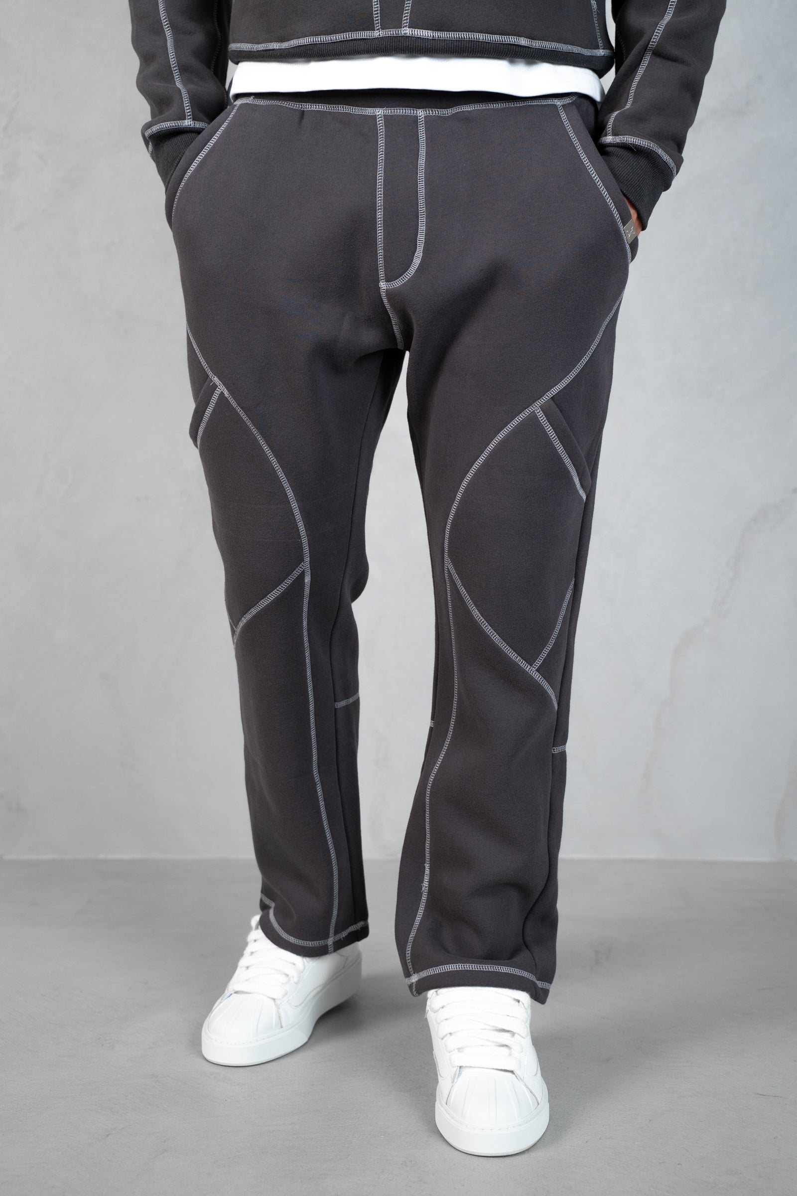 Contrast Stitch Straight Leg Jogger - Charcoal
