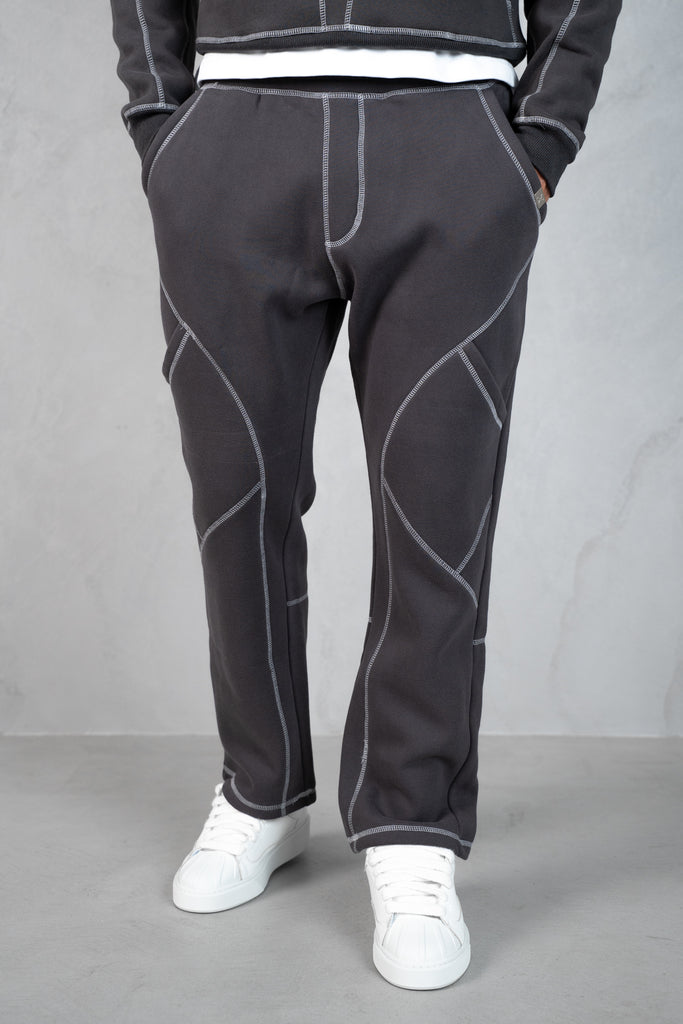 Contrast Stitch Straight Leg Jogger - Charcoal