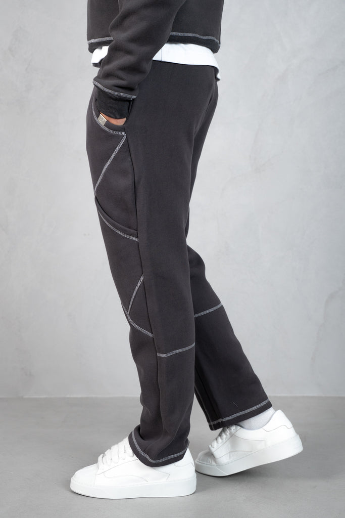 Contrast Stitch Straight Leg Jogger - Charcoal