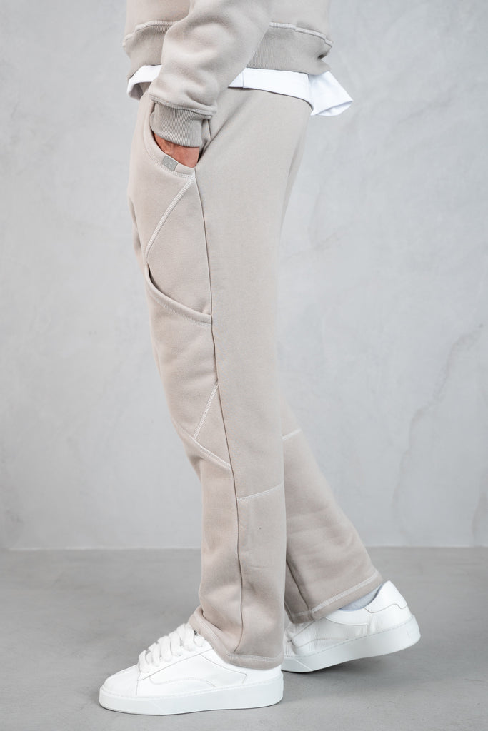 Contrast Stitch Straight Leg Jogger - Grey