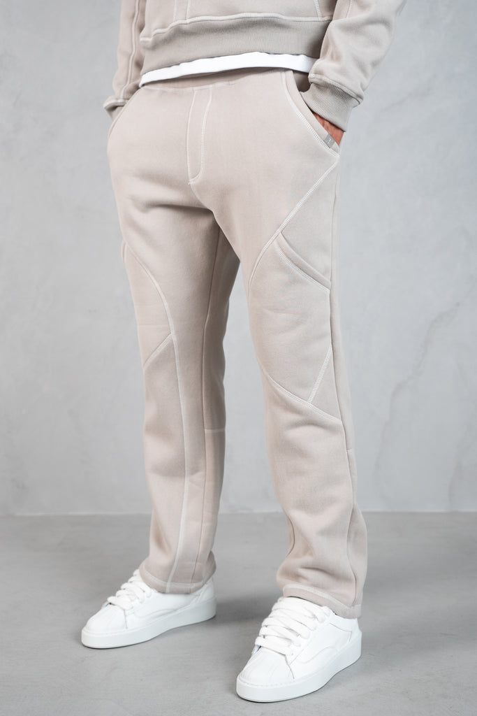 Contrast Stitch Straight Leg Jogger - Grey