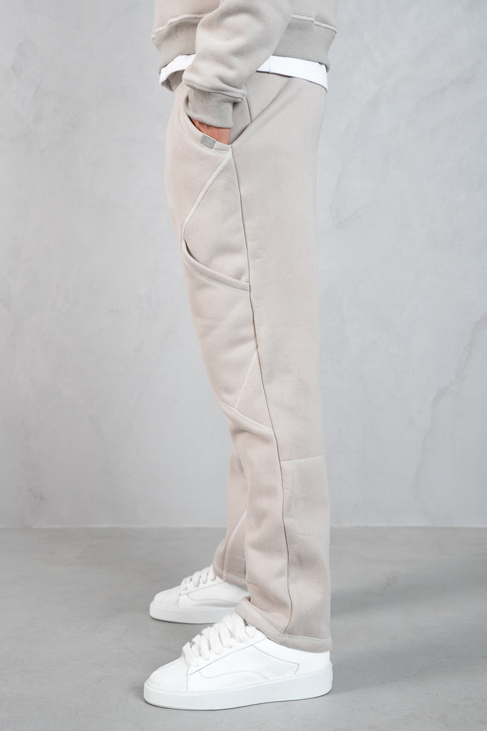 Contrast Stitch Straight Leg Jogger - Grey