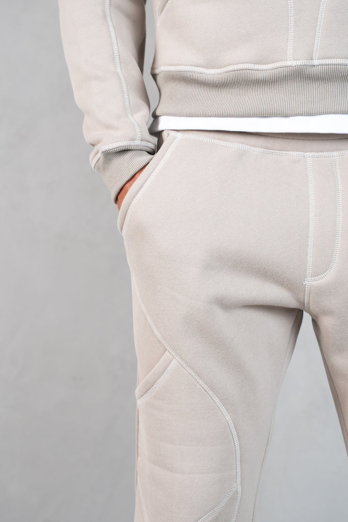 Contrast Stitch Straight Leg Jogger - Grey