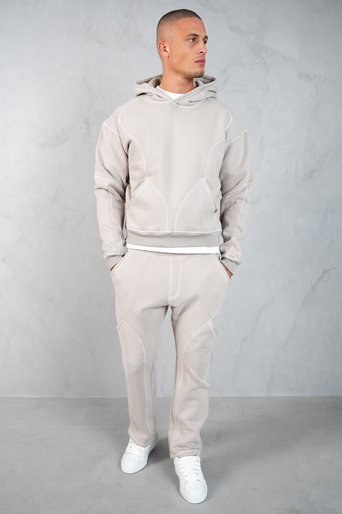 Contrast Stitch Straight Leg Jogger - Grey