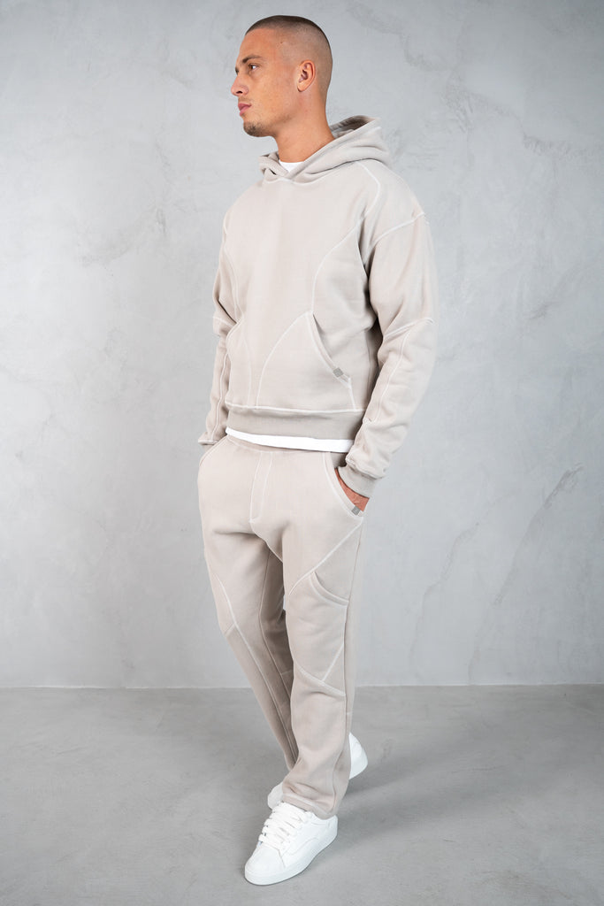 Contrast Stitch Straight Leg Jogger - Grey