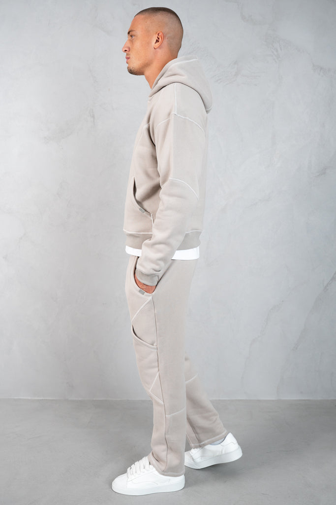 Contrast Stitch Straight Leg Jogger - Grey