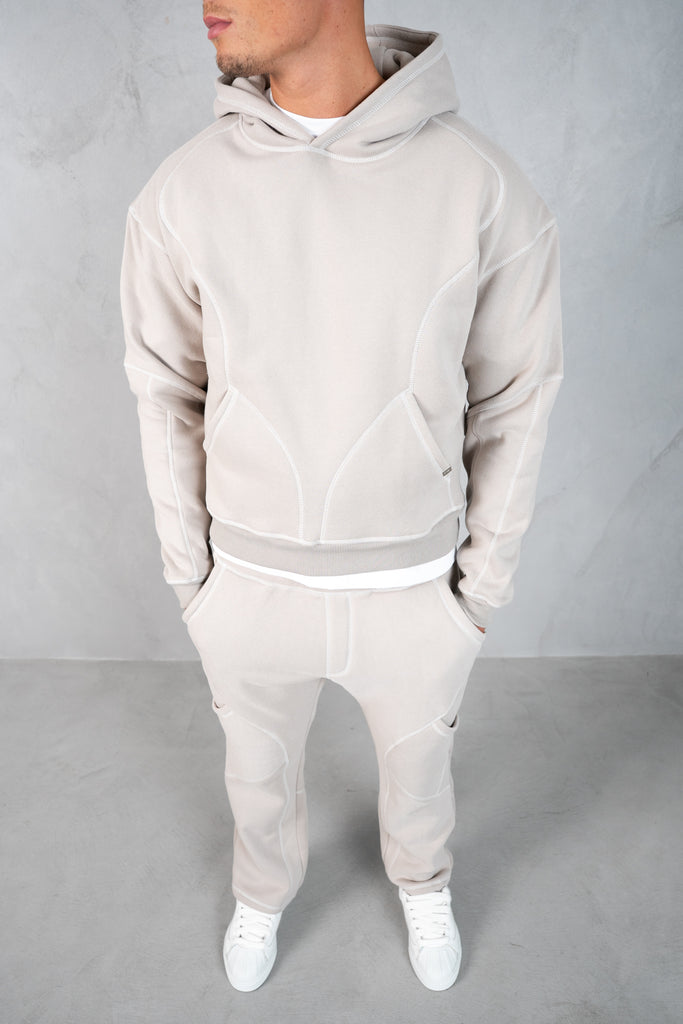 Contrast Stitch Straight Leg Jogger - Grey