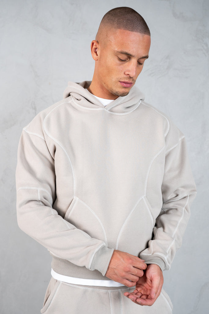Contrast Stitch Straight Leg Jogger - Grey