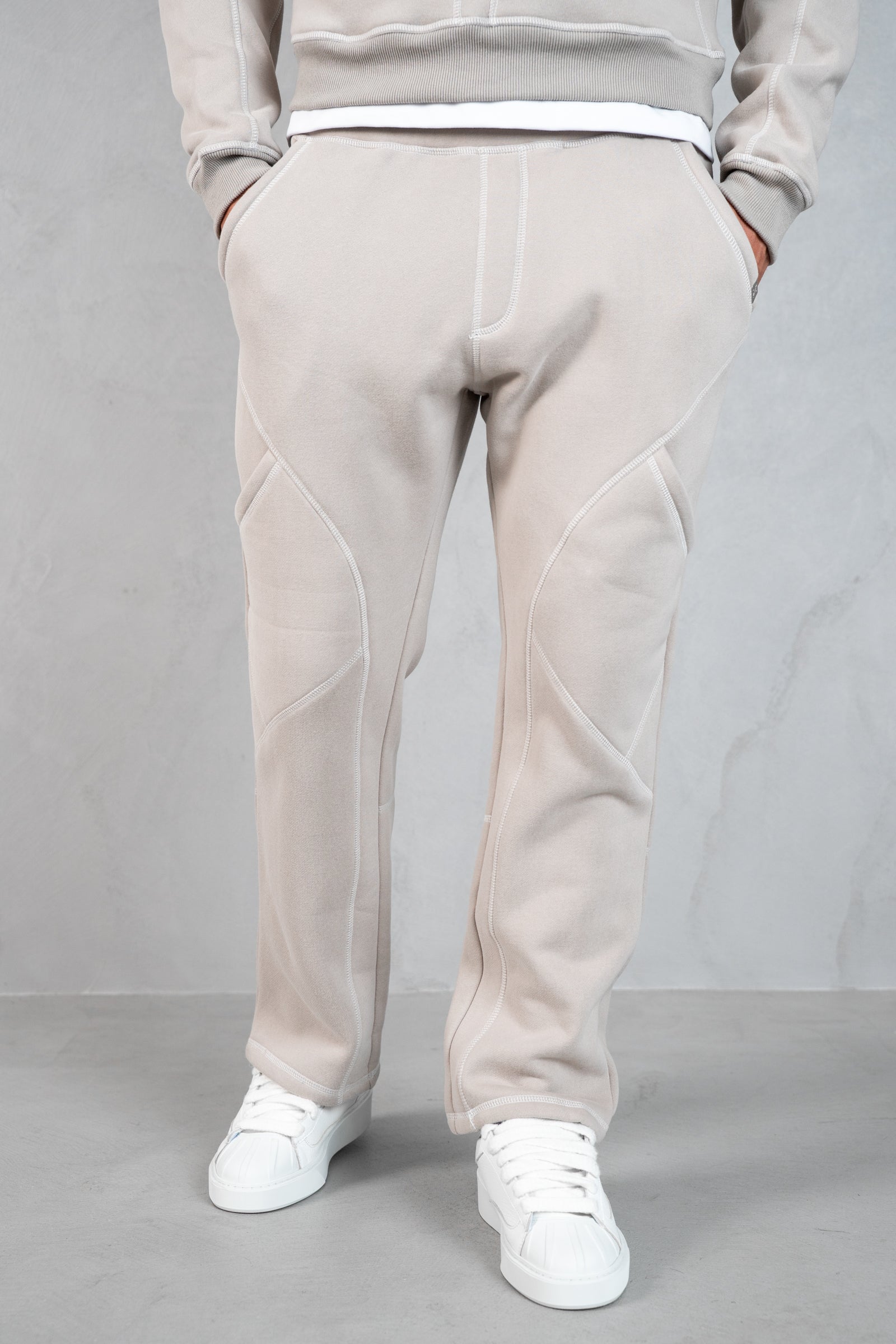 Contrast Stitch Straight Leg Jogger - Grey