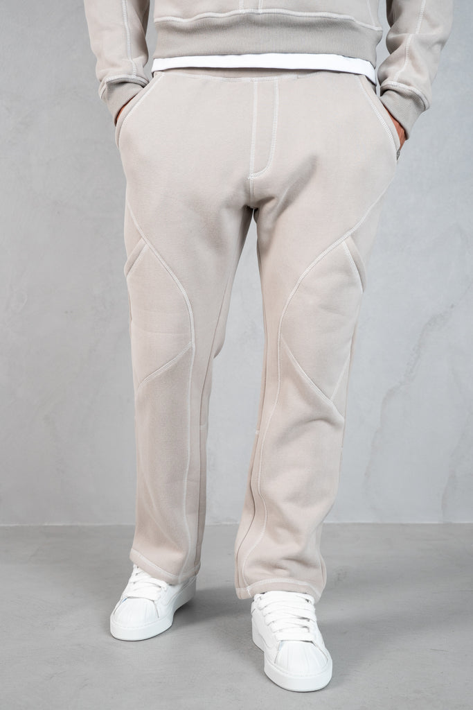 Contrast Stitch Straight Leg Jogger - Grey