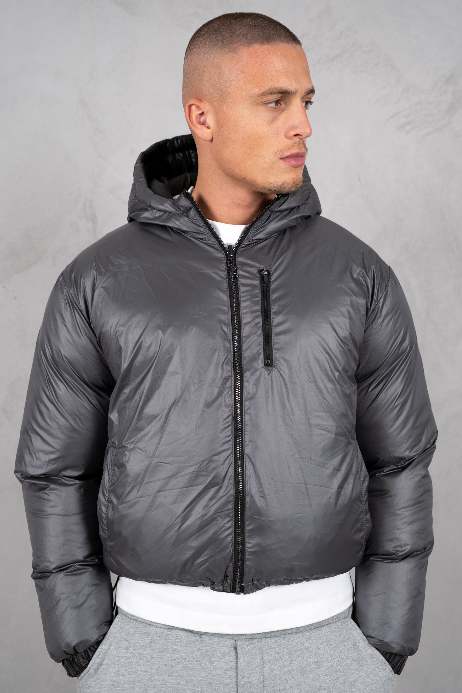 Core Reversible Boxy Puffer Jacket - Black