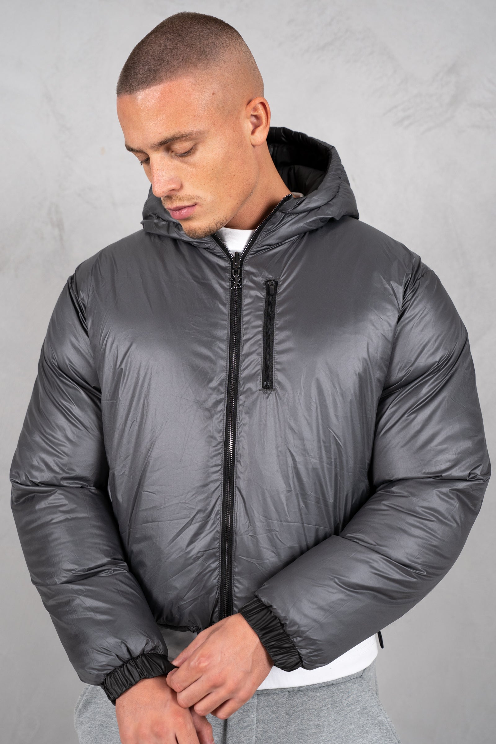 Core Reversible Boxy Puffer Jacket - Black