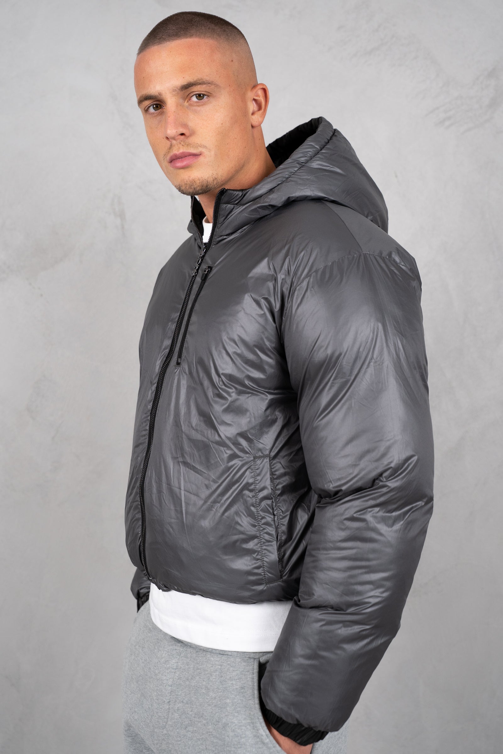 Core Reversible Boxy Puffer Jacket - Black