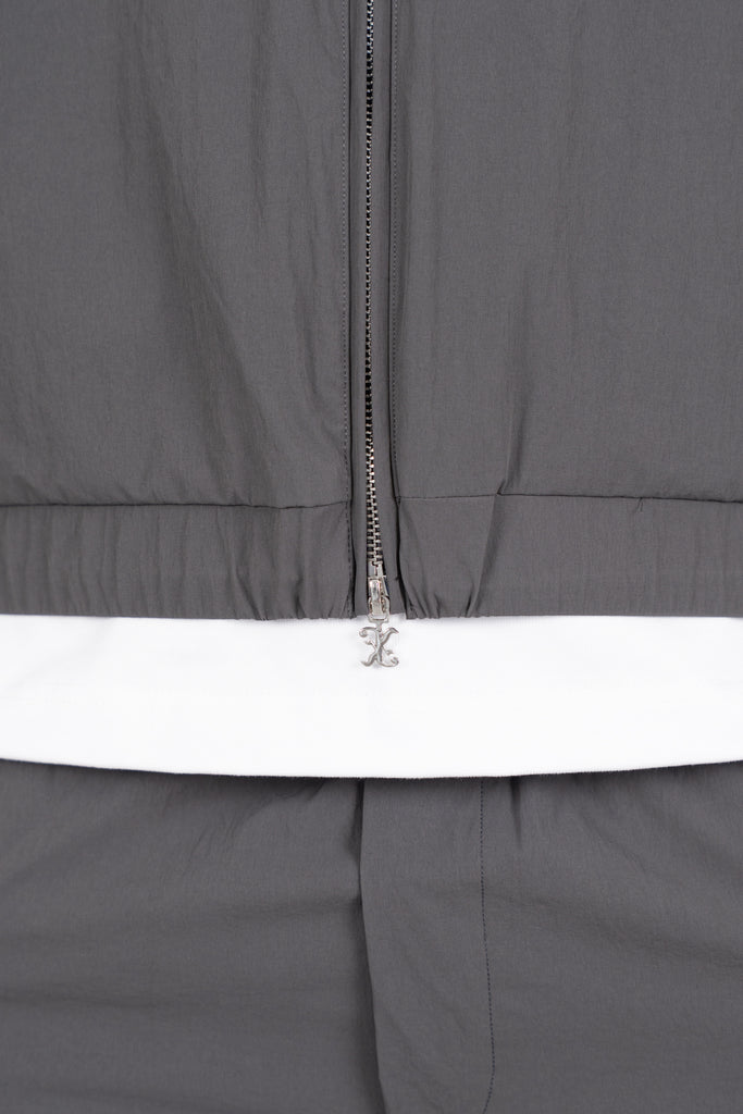 Crinkle Panelled Windbreaker - Charcoal