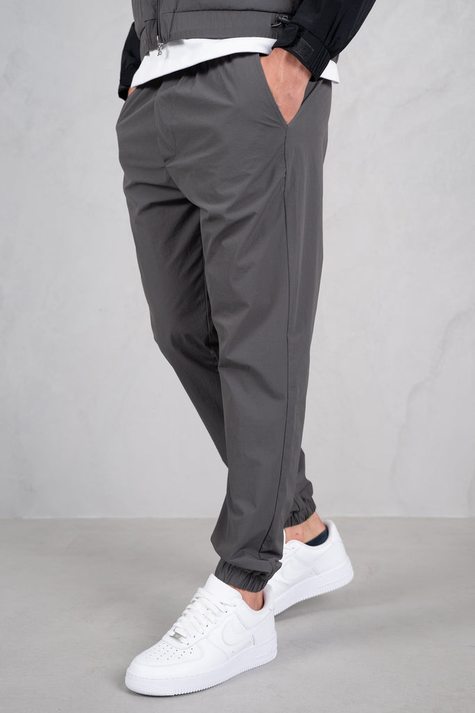 Crinkle Panelled Windbreaker - Charcoal