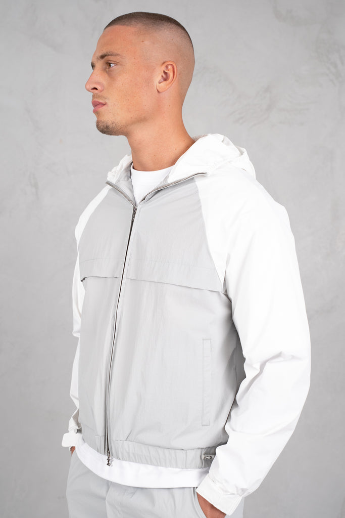 Crinkle Panelled Windbreaker - Grey