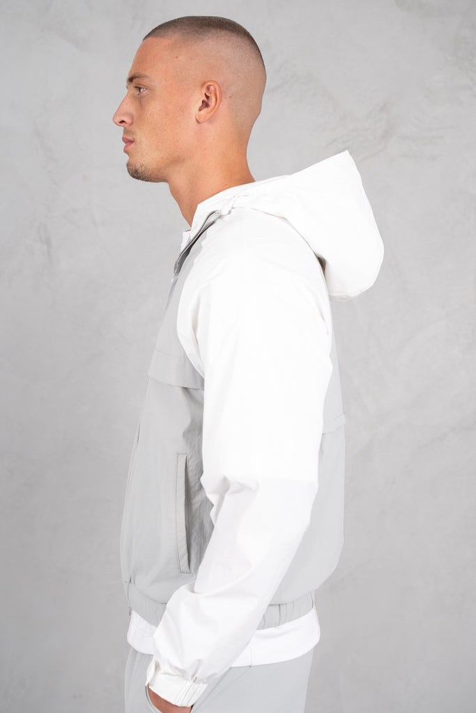 Crinkle Panelled Windbreaker - Grey