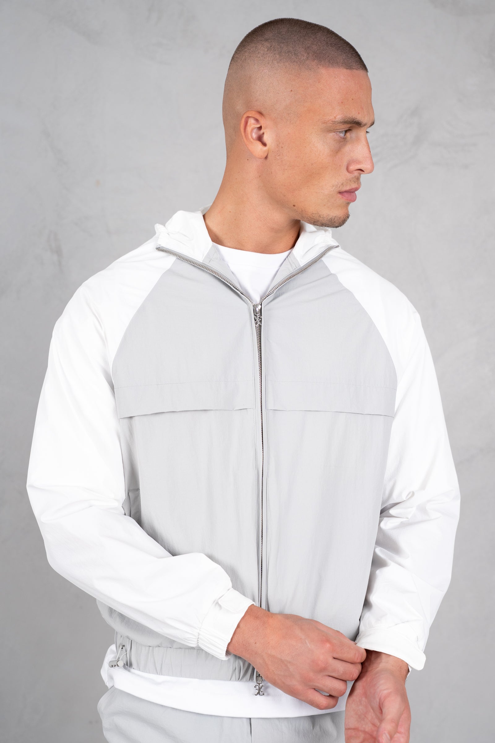 Crinkle Panelled Windbreaker - Grey