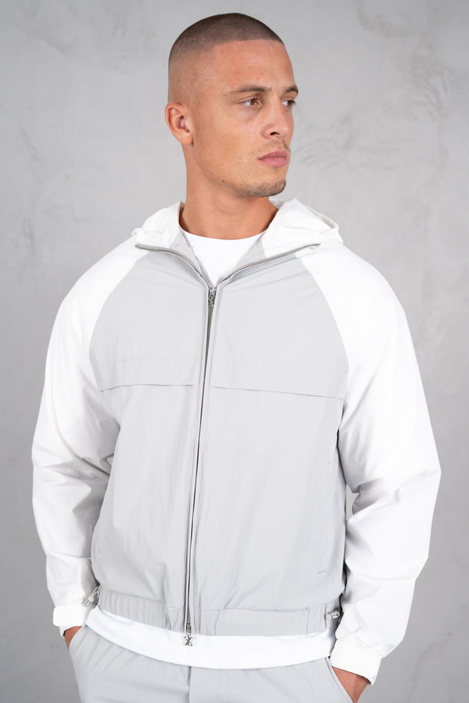 Crinkle Panelled Windbreaker - Grey