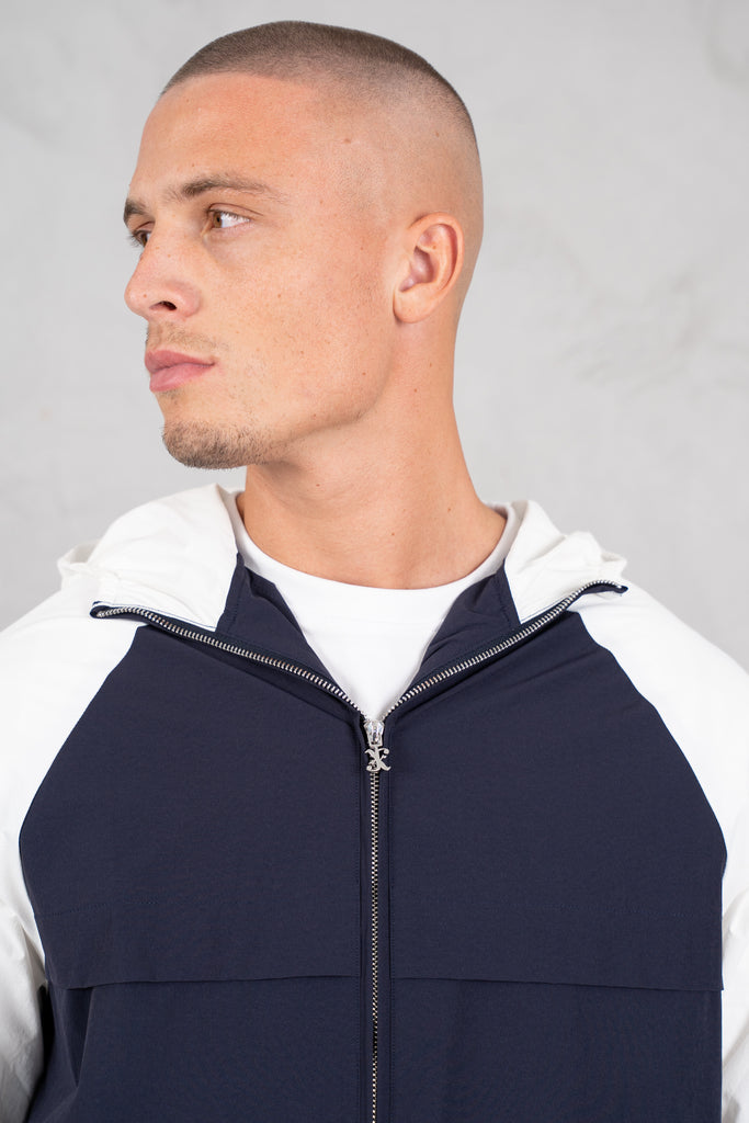 Crinkle Panelled Windbreaker - Navy