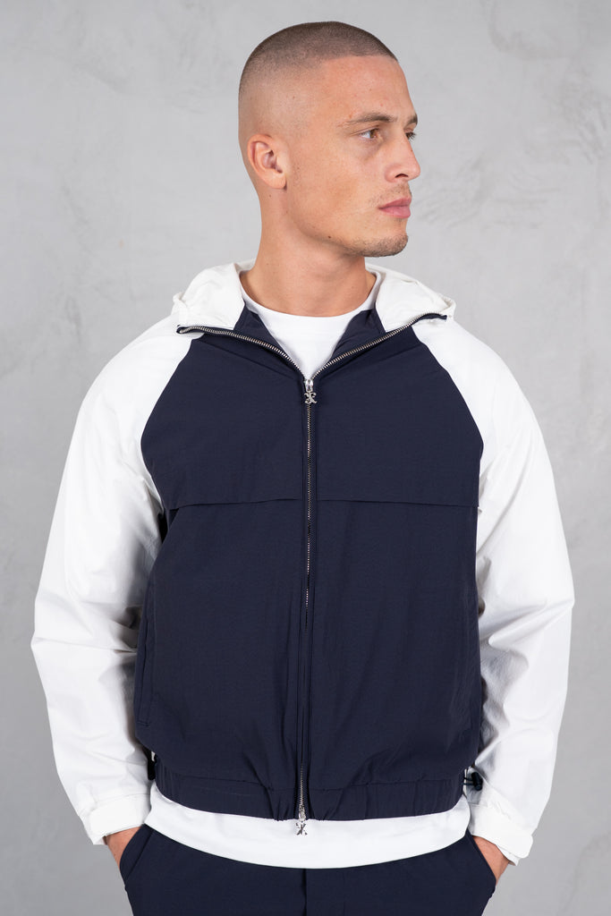 Crinkle Panelled Windbreaker - Navy