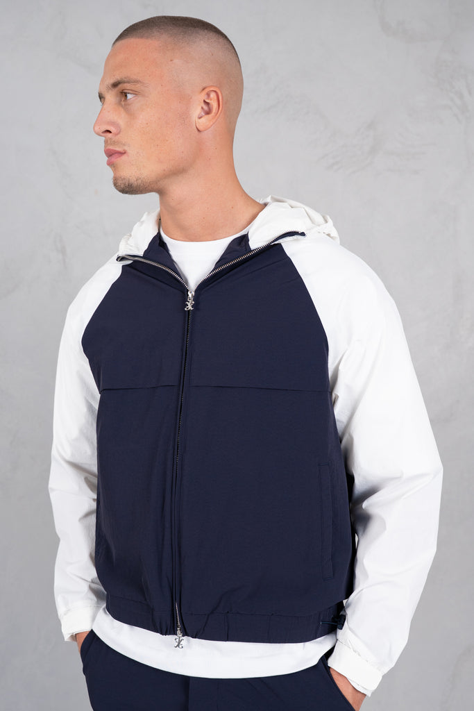 Crinkle Panelled Windbreaker - Navy