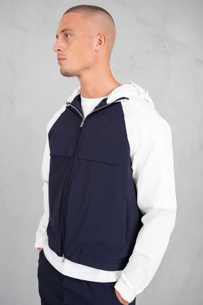 Crinkle Panelled Windbreaker - Navy