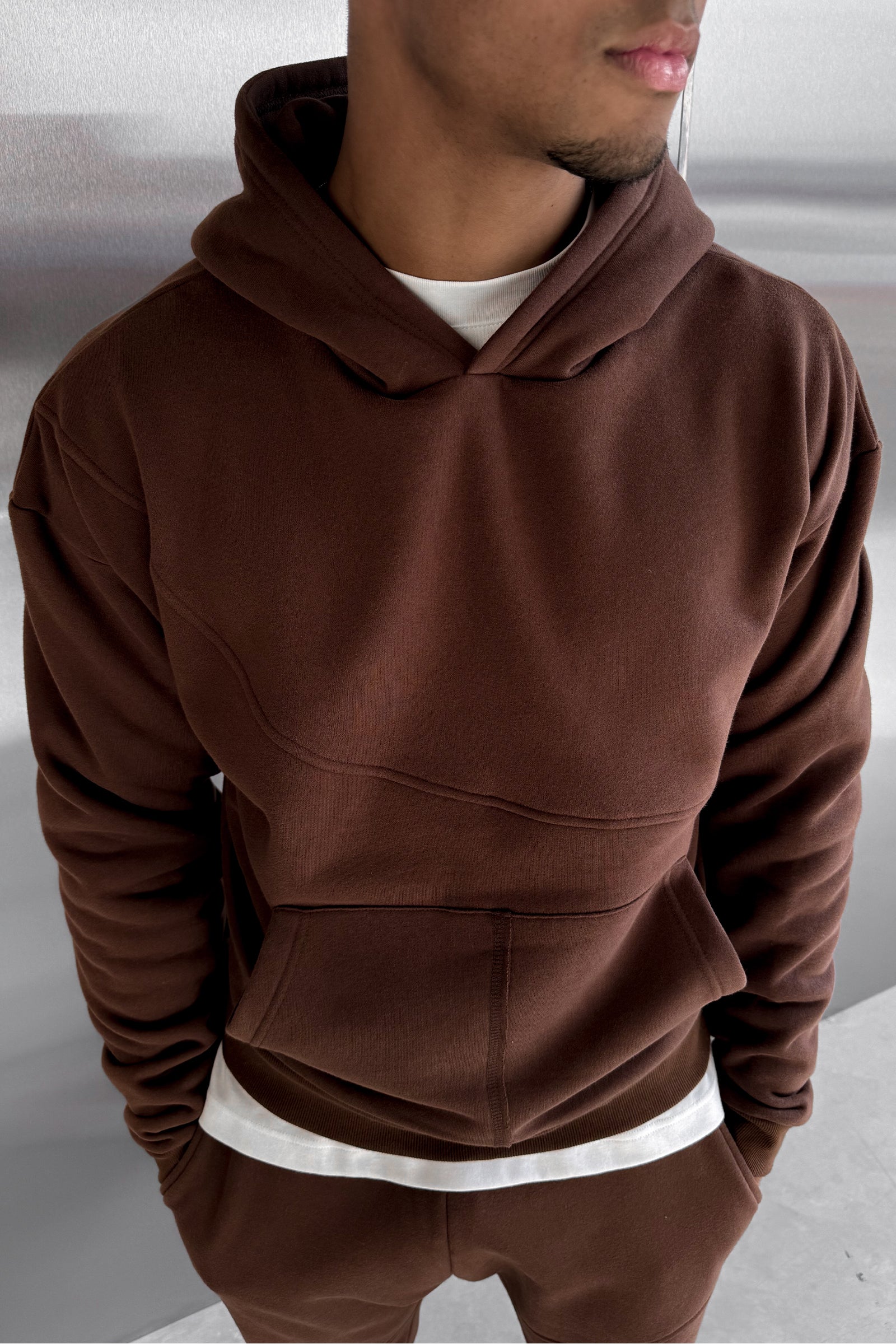Curve Seam Boxy Hoodie - Mocha