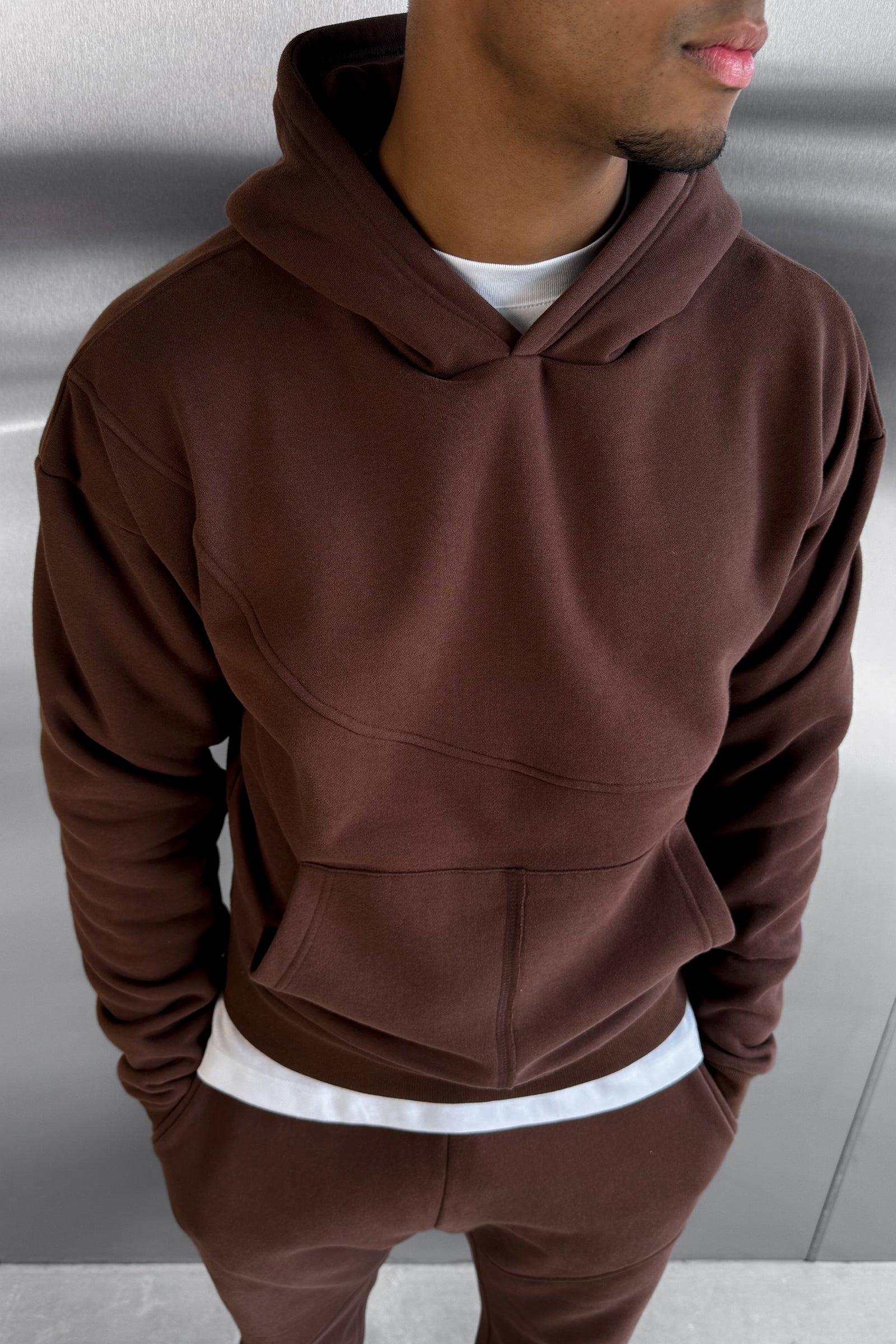 Curve Seam Boxy Hoodie - Mocha