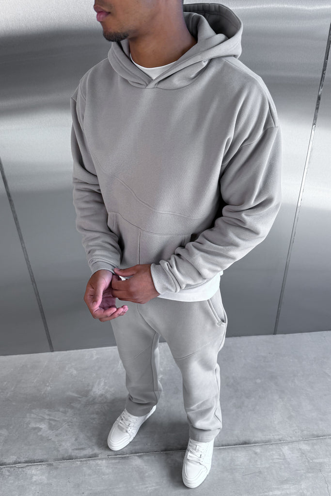 Curve Seam Boxy Hoodie - Grey