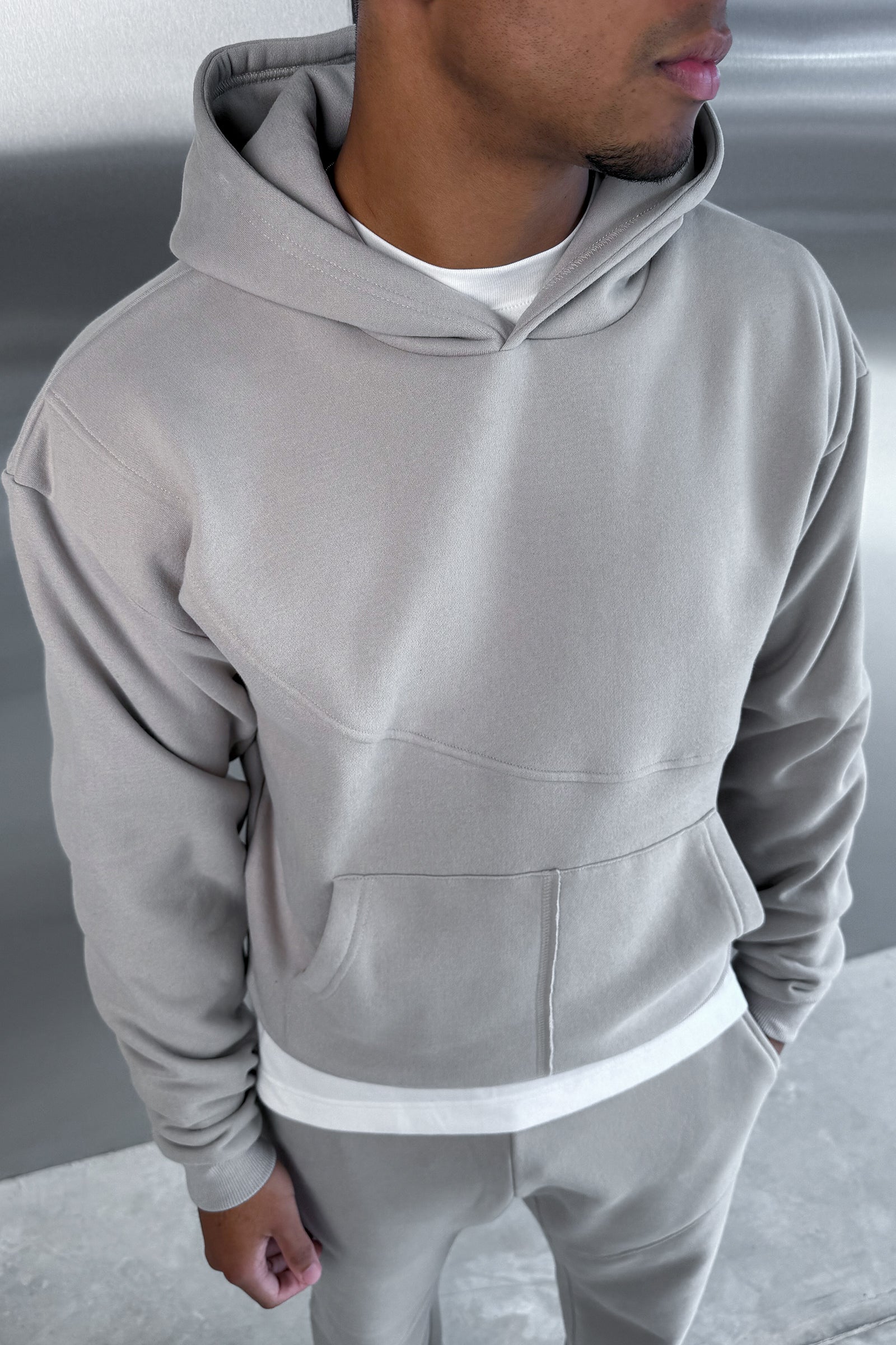 Curve Seam Boxy Hoodie - Grey
